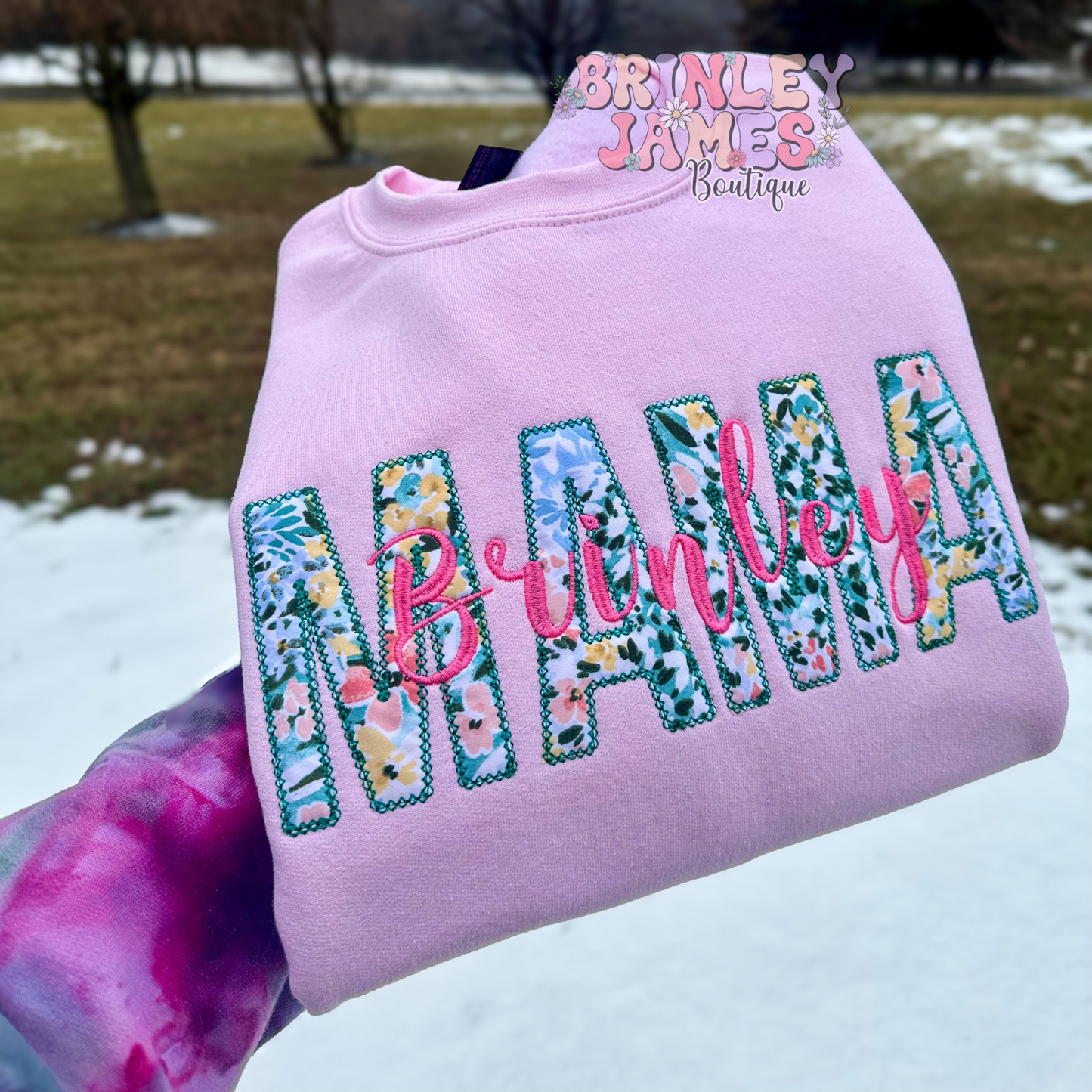 Pastel Floral Personalized - Embroidered Sweatshirt